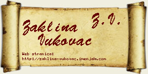 Žaklina Vukovac vizit kartica